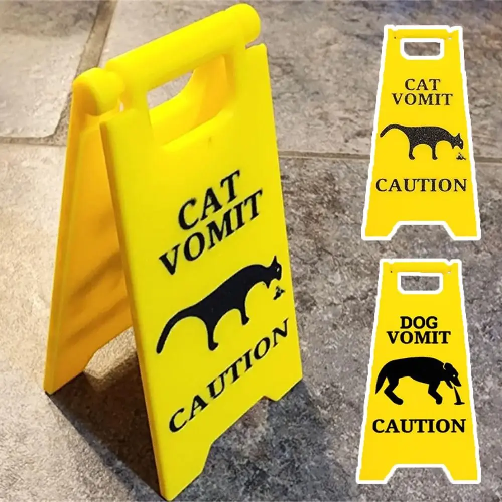 Durable Funny Cat Vomit Sign Bright Yellow Gift Dog Vomit Sign Yard Signs