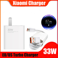 Original Xiaomi 33W Charger EU/US Fast Turbo Charge Wall Adapter For Mi 10 11 10T Redmi K40 Pro Note11 Pro Max + 6A Type C Cable