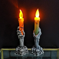 New Halloween Candle Light LED Colorful Candlestick Table Top Decoration Horror Skull Ghost Party Halloween Party Home Bar Decor