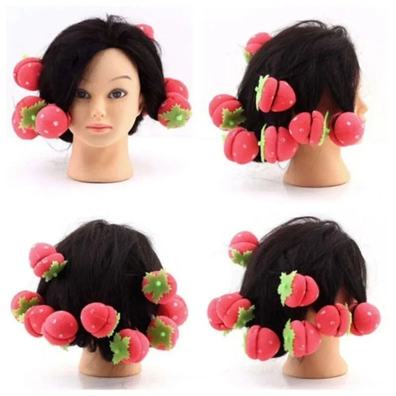 6 Pcs New Sponge Curler Foam Strawberry Ball Cute Big Wave Modeling Tool Accessories Are Very Soft Without Hurting Hair