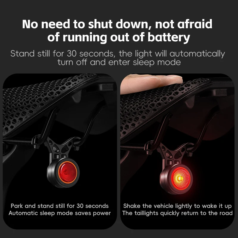 ضوء خلفي للدراجة مستشعر ذكي 5 أوضاع IPX5 مقاوم للماء LED ضوء خلفي لركوب الدراجات الليلية ملحقات ركوب الدراجات الجبلية ضوء الدراجة #4