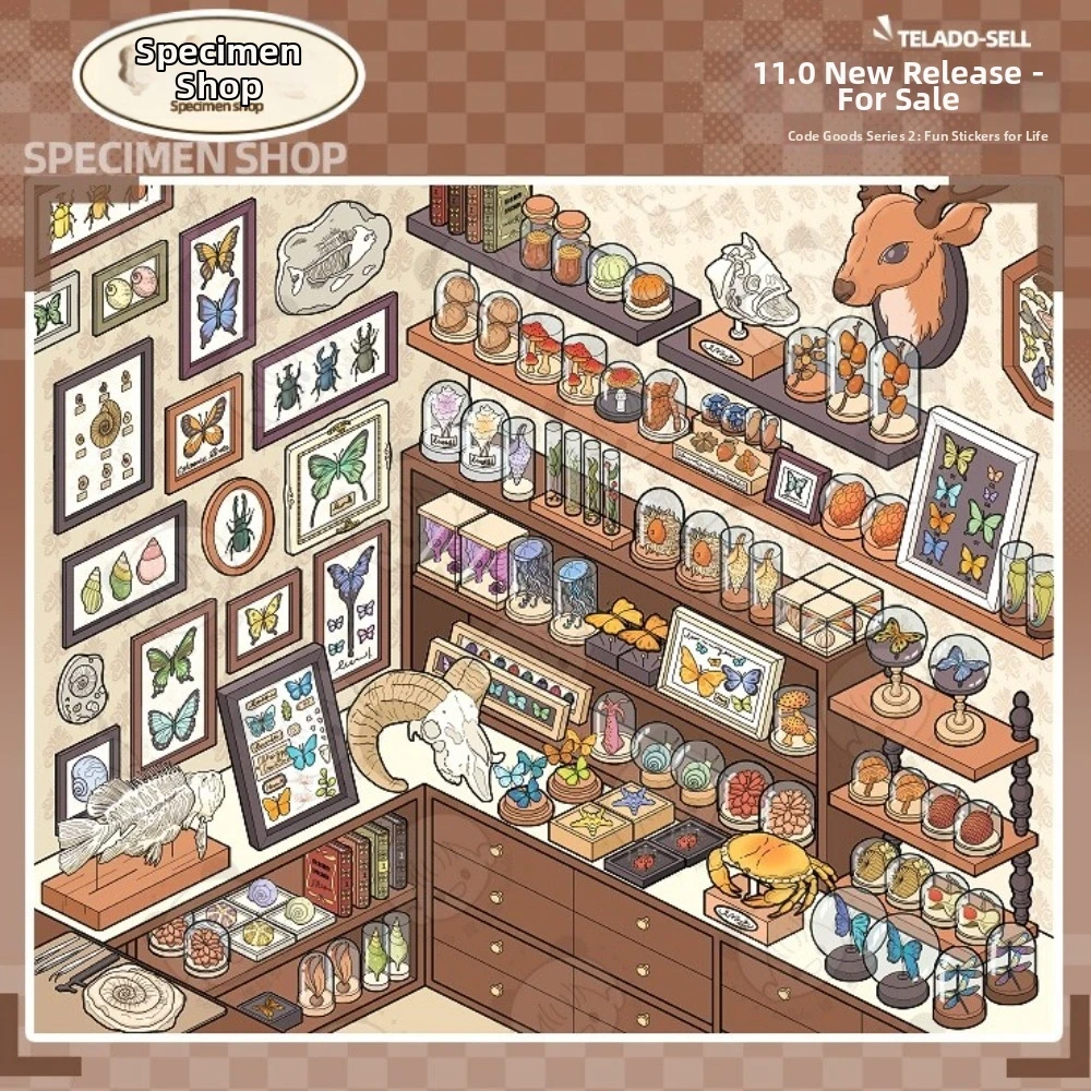 Store Series Miniature Scene Sticker 10 Scenes 33 Sheets PET Shop Scene Sticker Book Die-cut Mini Scenery Stickers Holiday Gifts