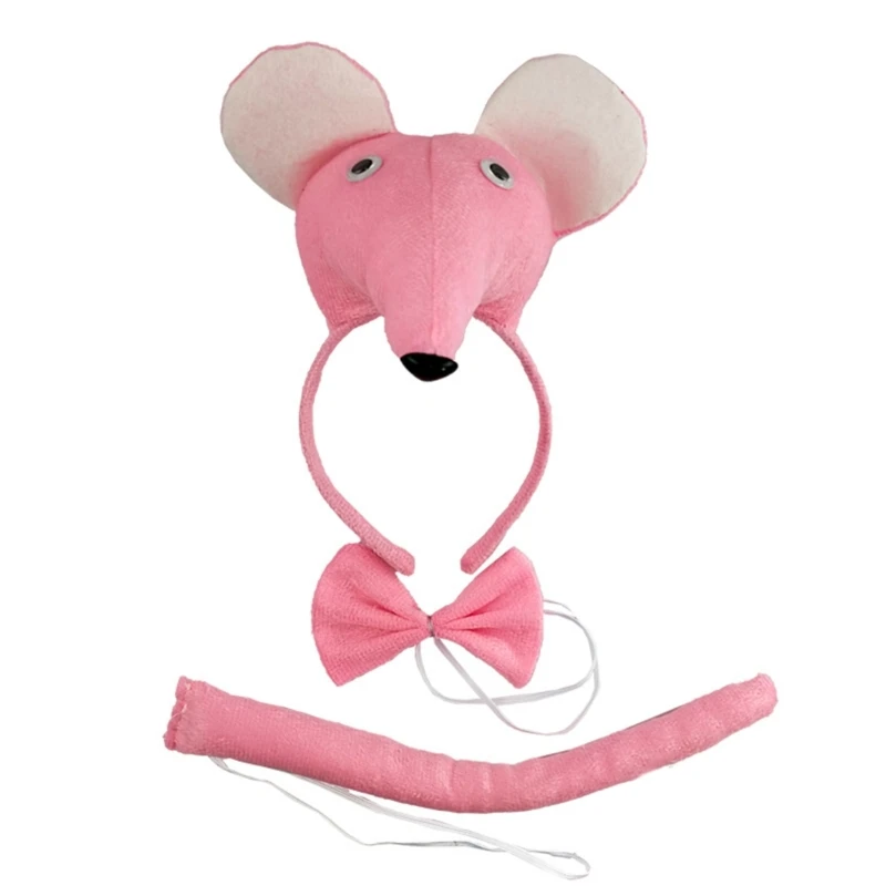 Kid Volwassen Halloween Rat Muis Oren Hoofdband Staart Strik Set Dier Kostuum Cosplay Decoratie Kinderen Verjaardag Feest Jurk