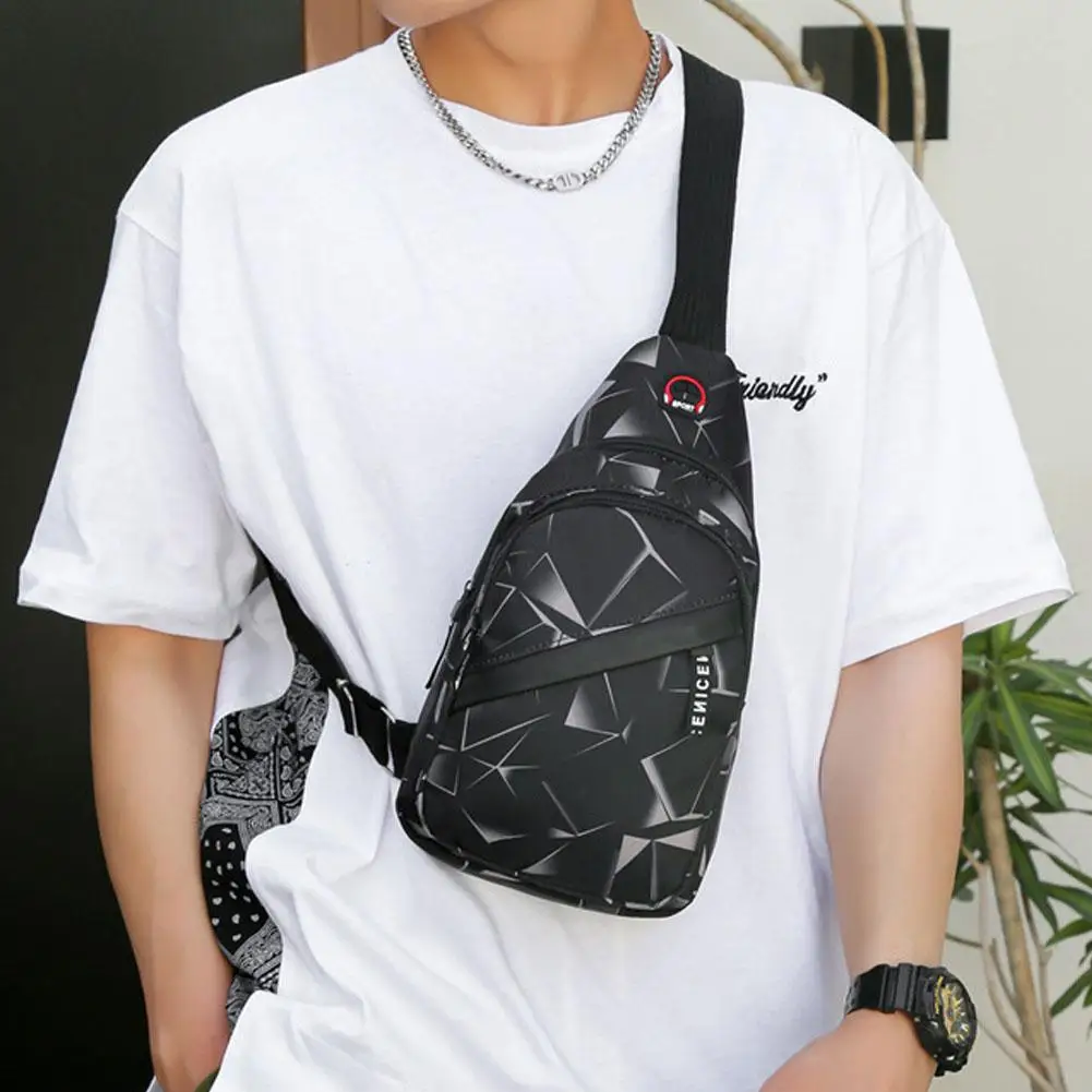 Korean chest bag Men's fashion camouflage men's satchel Shoulder bag Crossbody bag Oxford cloth casual bag Canvas small backpack
