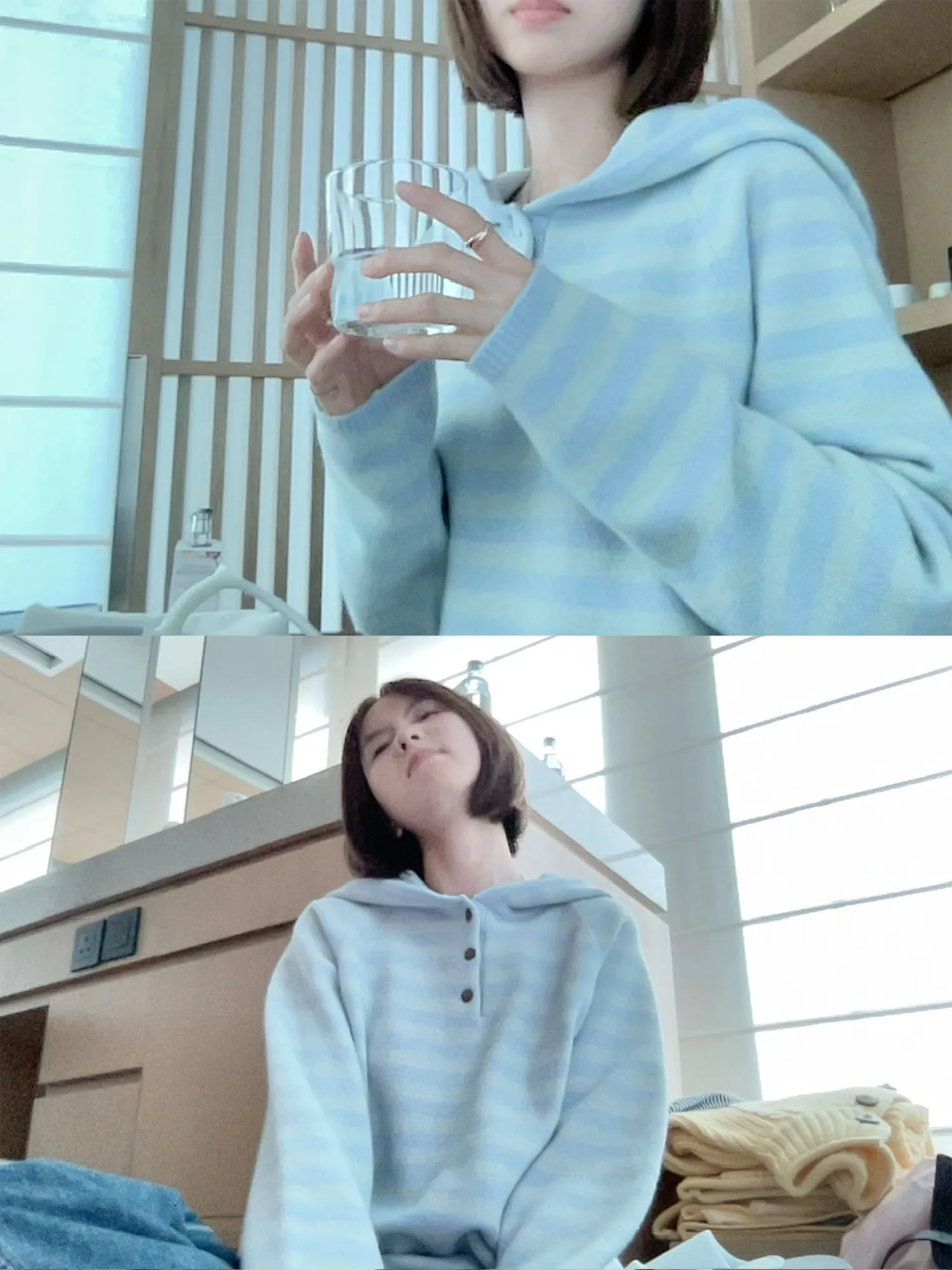 

Мягкий свитер Fretaro с капюшоном, свободного кроя, в полоску, с цветовыми блоками, антивозрастной, универсальный, с мятными полосками, на пуговицах, женская трикотажная одежда