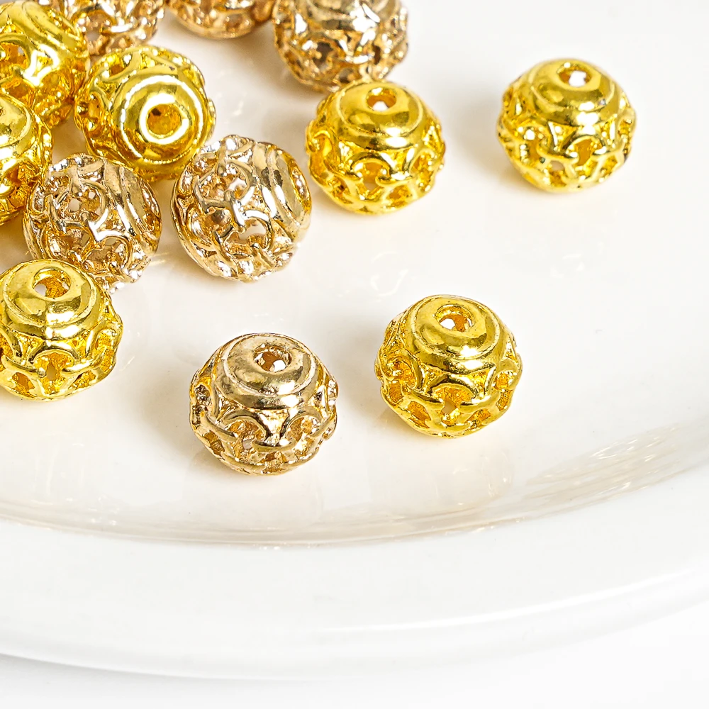 

10PCs 8mm Golden Metal Round Beads Premium Alloy Material for Jewelry Making Beading and DIY Fashion Accessories
