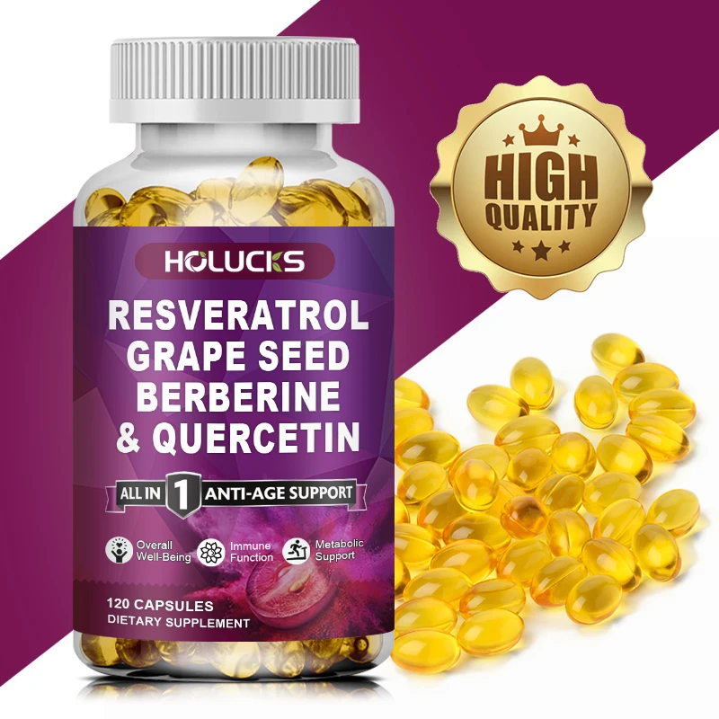 HOLUCKS Resveratrol-Nahrungsergänzungsmittel, steigert den NAD+-Spiegel, Anti-Aging, Immununterstützung, verbessert den Stoffwechsel, fördert das allgemeine Wohlbefinden