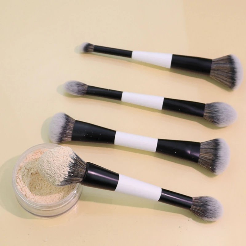 1/4 Uds brocha de maquillaje de base multifuncional brocha de contorno de doble punta para crema correctora de polvo líquido de belleza