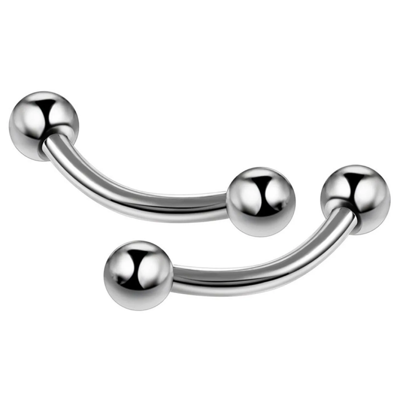 1Pair Eyebrow Piercing Banana Shape Lip Ring Stainless Steel Curved Barbell Stud Helix Navel Cartilage Earring Body Jewelry 16G