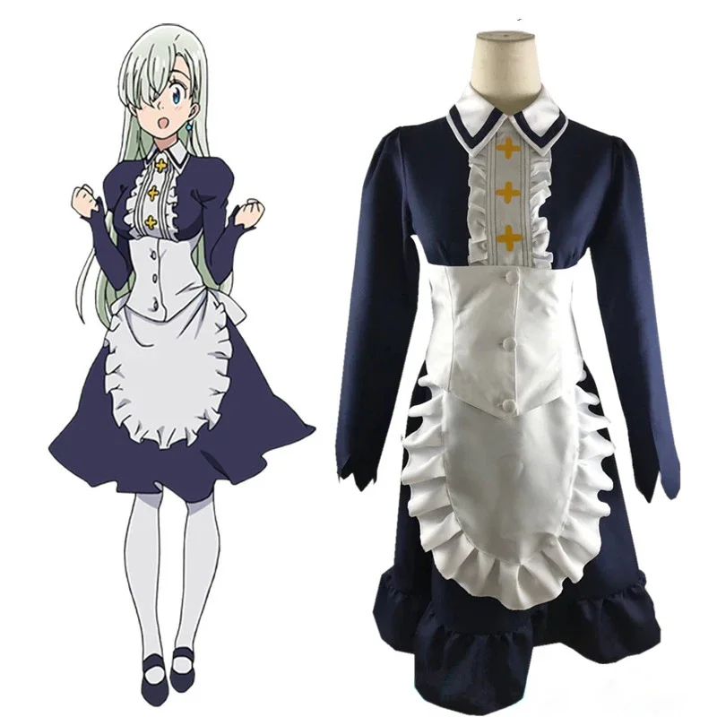 The Seven Deadly Sins Cosplay Japanese Anime Nanatsu No Taizai: Imashime No Fukkatsu Elizabeth Liones Maid Dress Cosplay Costume