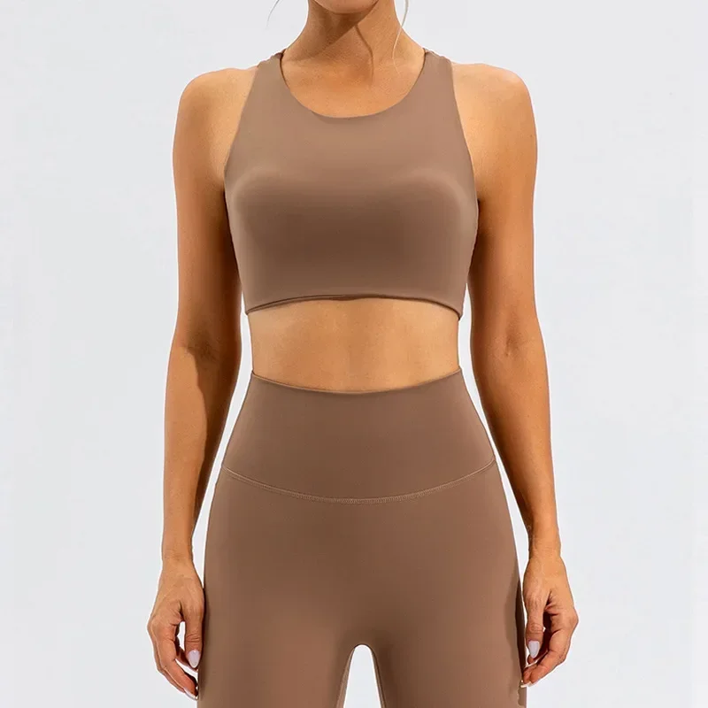 High Waist Slim Running Set, Sports Beauty Back, Fitness Set, Tight Nude, Fashionable Sloping Shoulder