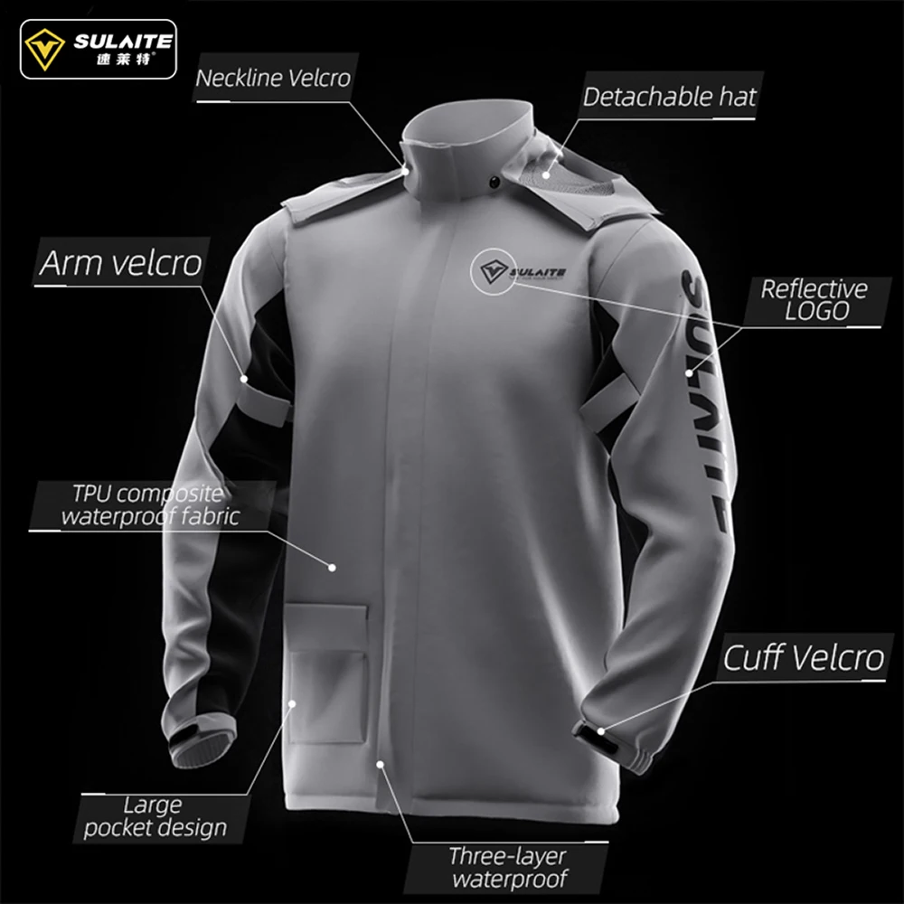 SULAITE Rain Suit Motorcycle Rain Gear Suit for Men & Women Jackets & Pants Reflective Waterproof Breathable Rainsuit