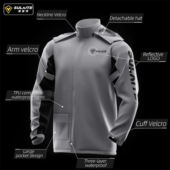 SULAITE Rain Suit Motorcycle Rain Gear Suit for Men & Women Jackets & Pants Reflective Waterproof Breathable Rainsuit 5