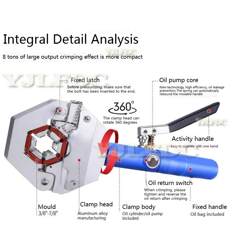 أداة تجعيد الخراطيم الهيدروليكية الصغيرة IG-71500 أداة تجعيد خرطوم التيار المتردد لتركيب خرطوم الشائكة والمطرز مع CE المقدمة #2