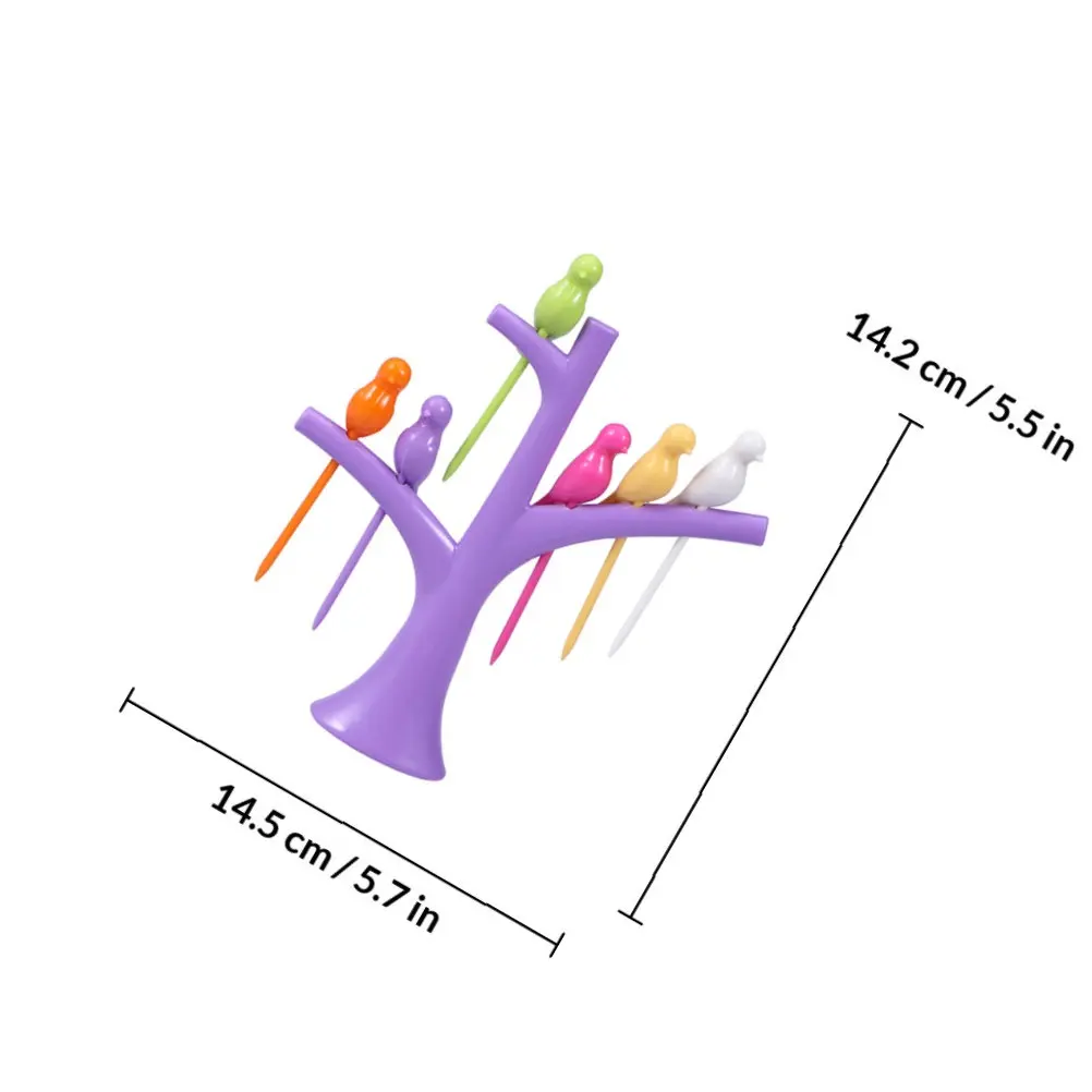 Colorful Bird Pattern Fruit Picks Plastic Appetizer Forks for Birthday Party Photo Booth Cake Decoration Reusable Dessert