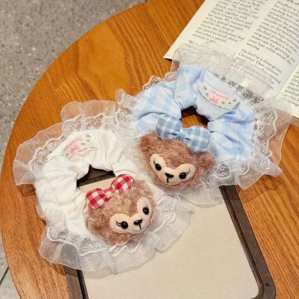 

Kawaii Disney Duffy кружево с цветочным краем, галстук для волос, повязка на голову, милая девушка, модная плюшевая веревка для волос, косплей, украшение для волос в стиле аниме