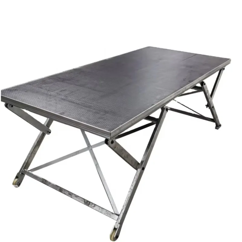 Mobile Steel Folding Stage 2m X1m Portable Stage Deck with Adjustable Height 0.2-1m