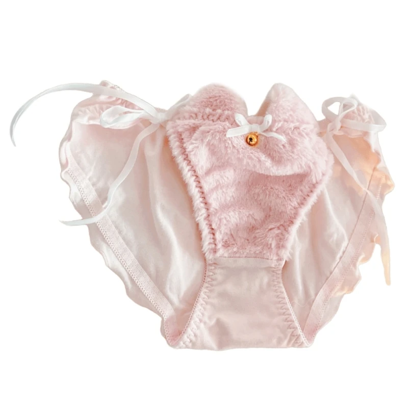 Women's Japanese Kitten Panties Cats Ear Bells Tie String Briefs Underwear Sweet Ruffled Edges Lingerie Underpants M6CD