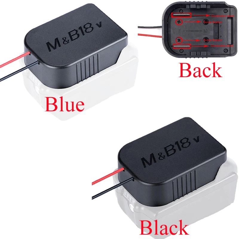 

DIY Battery Adapter Dual Cord 12Awg M&B Connector Compatible for Makita for Bosch 18V Li-Ion Batteries Black and Blue Available