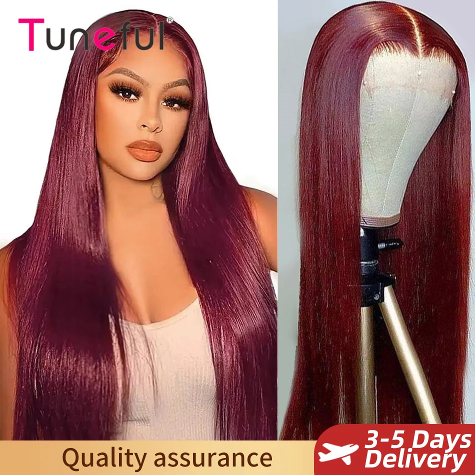 10A 99J Reddish Burgundy Colored 13x6 HD Lace Front Human Hair Wigs Red Straight Human Hair Wigs HD Transparent Lace Frontal Wig