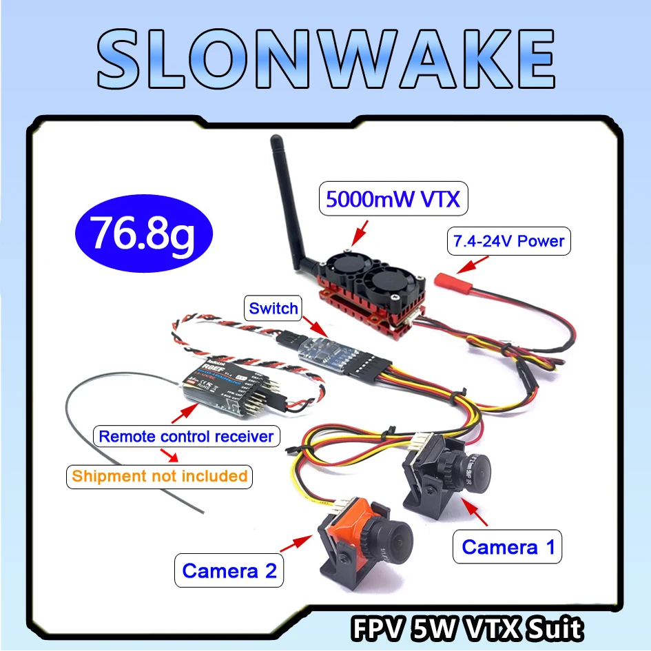 

Большой диапазон 5,8 ГГц 5 Вт беспроводной FPV передатчик 5000 МВт VTX с двойным видео CMOS 1500TVL B19 Мини FPV камера для радиоуправляемых игр