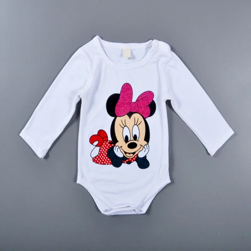 Spring Autumn Newborn Baby Romper+Pants+Hat 3Pcs Set Baby Boy Girl Clothes Suit Mickey Minnie Infant Jumpsuit One Piece Bodysuit