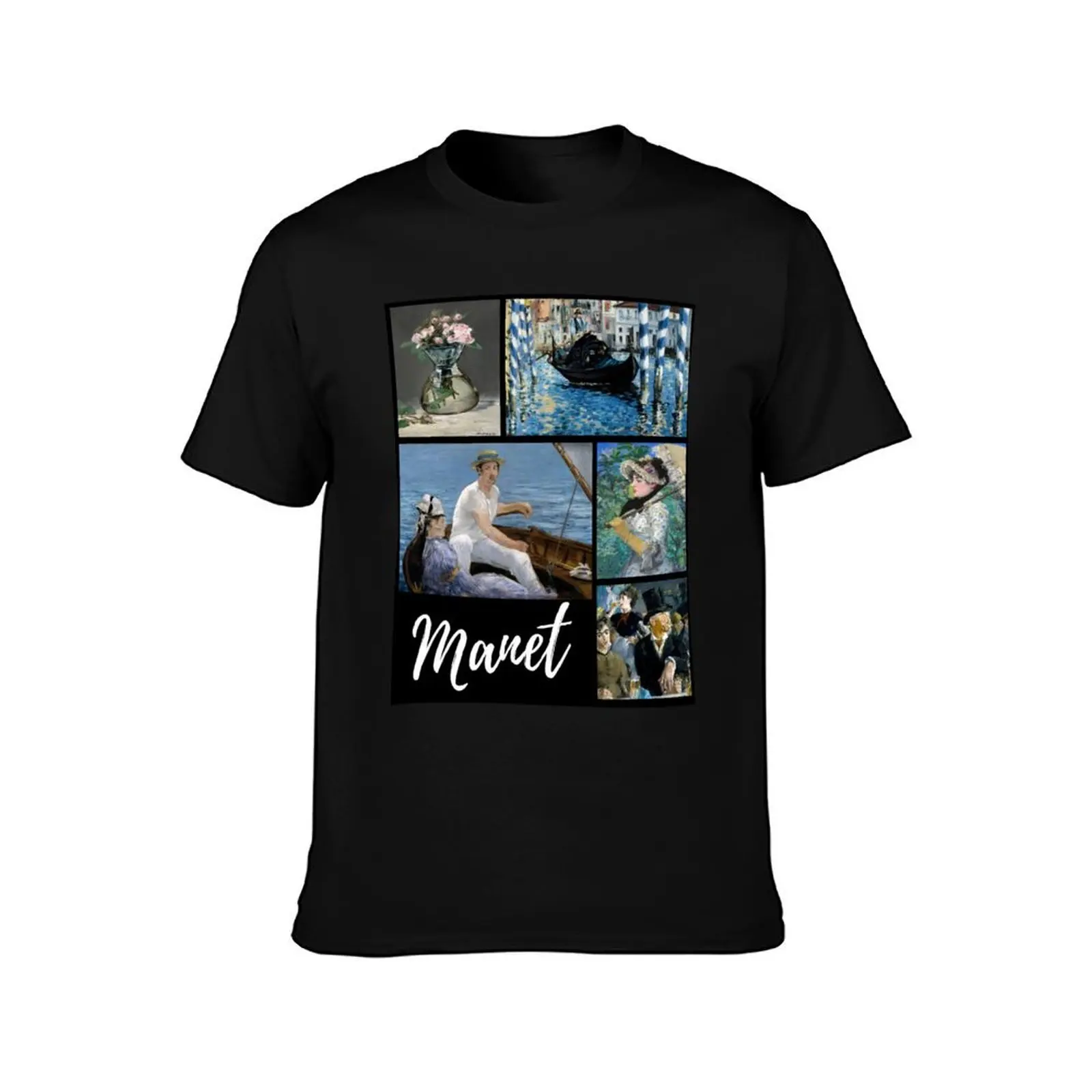 Collage of Beautiful paintings of Famous Impressionist Painter Edouard Manet T-Shirt Basic Short Sleeve T-Shirt for Men