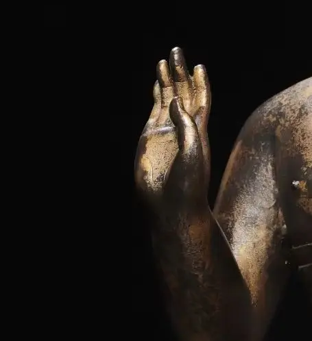 Old Bronze Gilded Cinnabar High Relief Parinirvana Sitting Buddha Amitabha Buddha Worship Hall