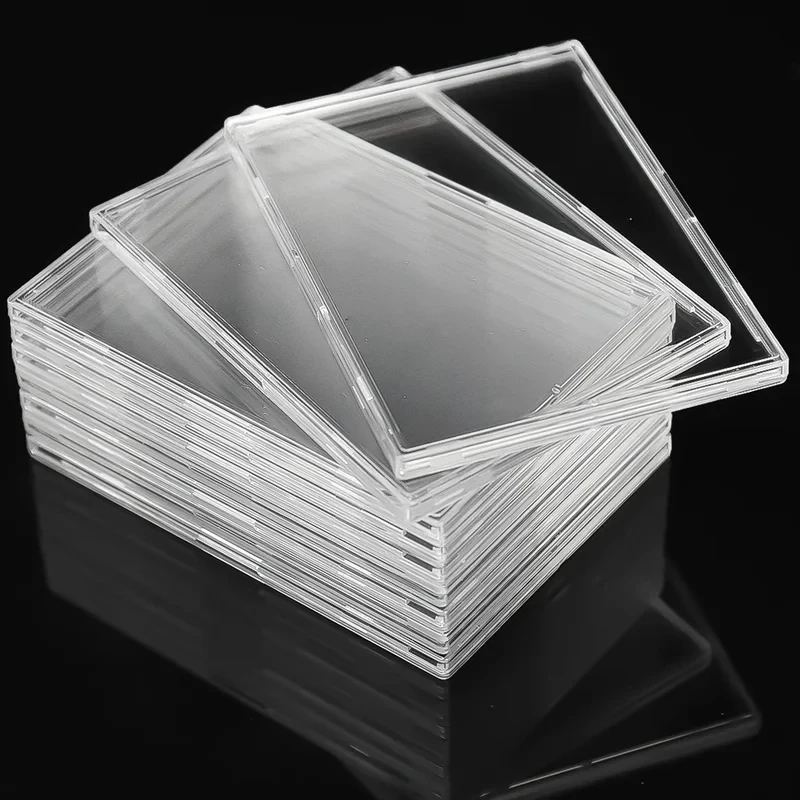 10Pc Clear Acrylic Card Holder Snap Type Gaming Sports Trading Card Display Case Kpop Idol Photo Protective Sleeves Not Magnetic