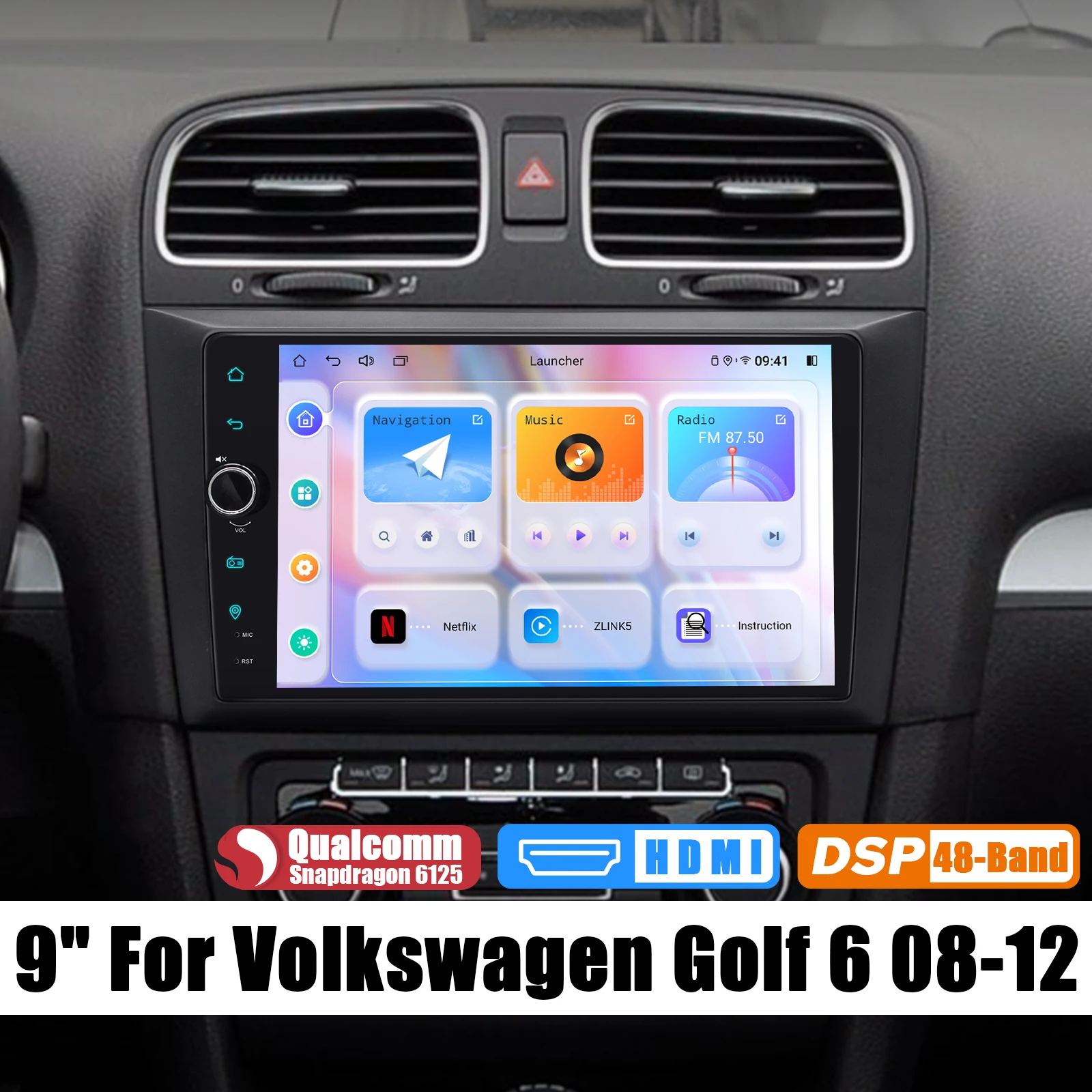 JOYFORWA 9 Inch Car Radio Stereo GPS Multimedia Player System For Volkswagen Golf 6 2008-2012 Built-In Carplay Android Auto