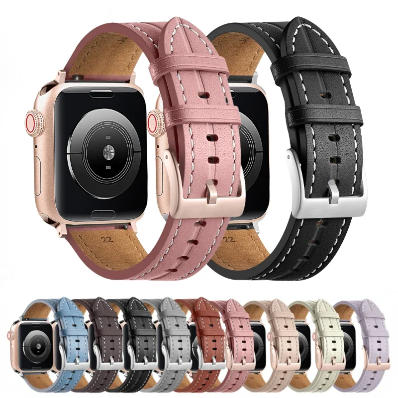 

Leather Strap for Apple Watch 44mm 42mm 40mm 6 5 4 3 SE Manual Needlework band iWatch Ultra/2 49mm 10 9 8 7 46mm 45mm 41mm belt