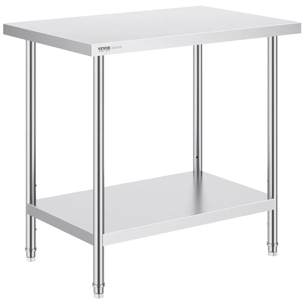 

Stainless Steel Prep Table, 24 x 36 x 34 Inch, Heavy Duty Metal Worktable with 3 Adjustable Height Levels, for commercial