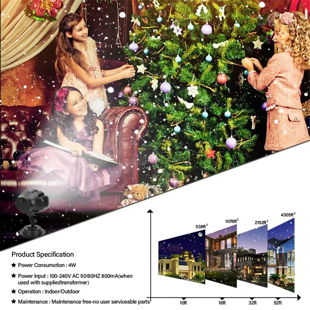 Snowfall LED Light Projector,Christmas Snow Light,Snow Falling Projector Lamp Dynamic Snow Effect Spotlight for Garden