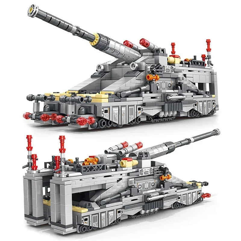 853PCS Military Schwerer Gustav Model Heavy Gustav Cannon Gun Weapon Building Blocks Tank Assemble Bricks Toy Girl For Kid Adult