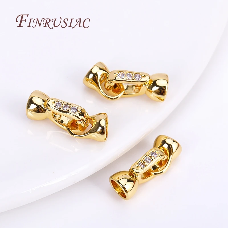 18K Gold Plated Inlaid Zircon Lock Clasps Closure Fasteners For Beading Jewelry Making,DIY Pearls Jewelry Fittings