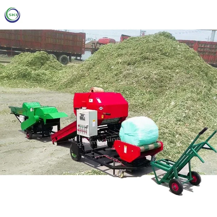 Silage Bale Straw Hay Baler Packing Machine And Wrapper Round  Engine Automatic Super Naiper Grass Silage Baler Machine