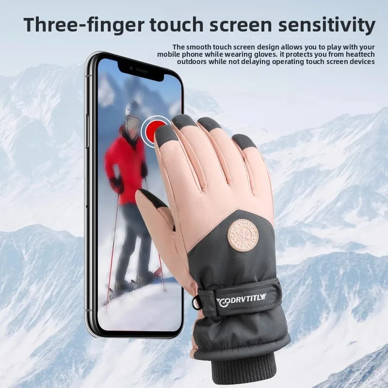 

Утолщенные флисовые зимние мотоциклетные перчатки для мужчин, водонепроницаемые ветрозащитные перчатки с сенсорным экраном для катания на лыжах, теплые перчатки для езды на электрическом велосипеде