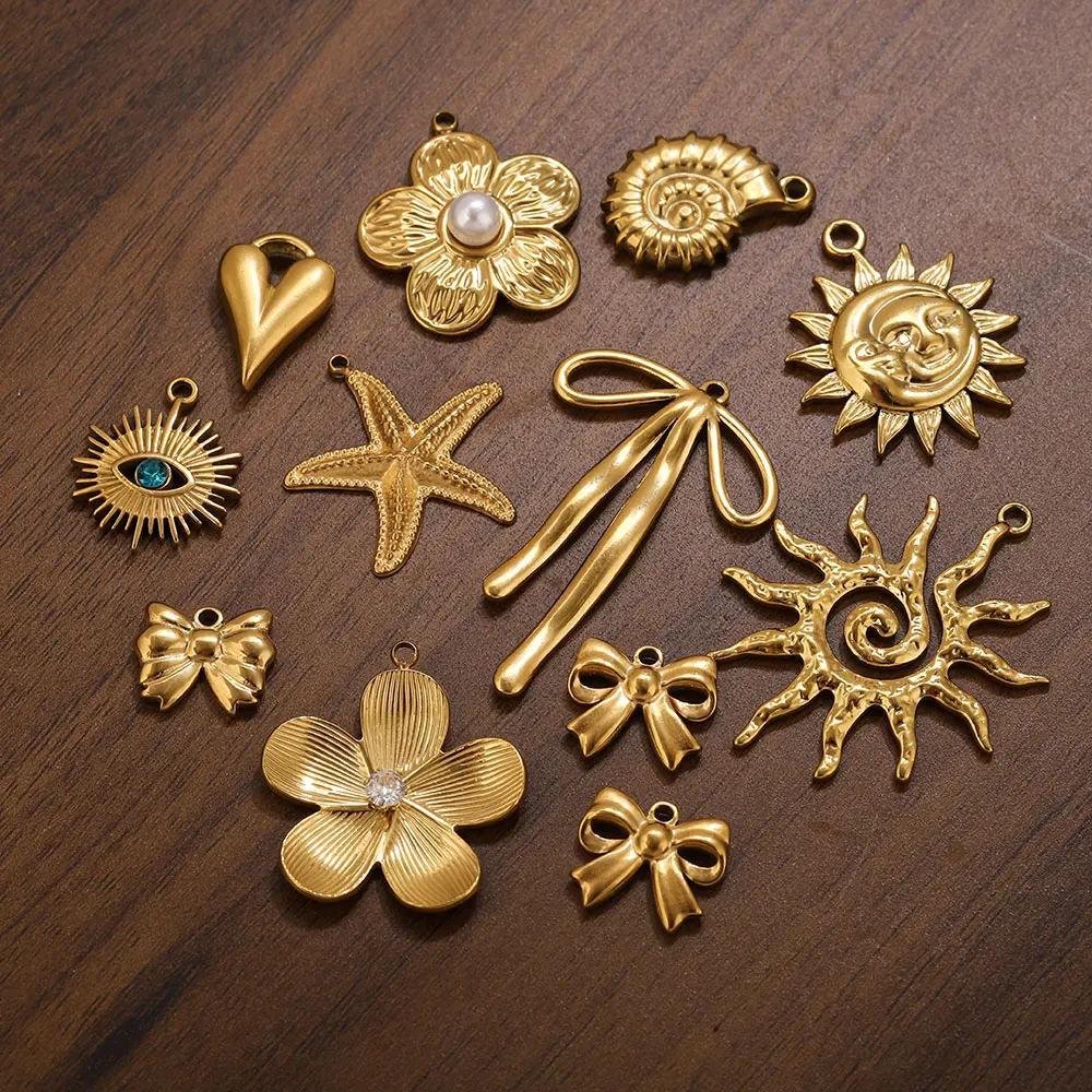 المعلقات الفولاذ المقاوم للصدأ DIY بها بنفسك امرأة القرط قلادة صنع المجوهرات الاكسسوارات زهرة الشمس القلب نجم البحر سحر موصل