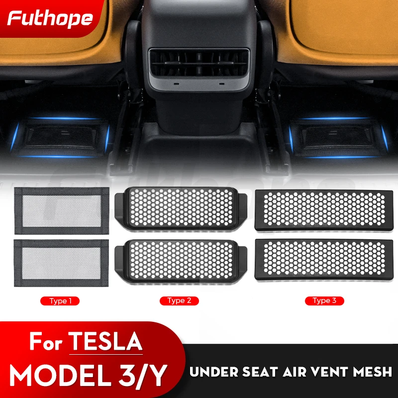 Futhope Grid Under Seat Air Outlet Cover For Tesla Model 3 Model Y 2021-2023 Anti-blocking Dust Cover Net