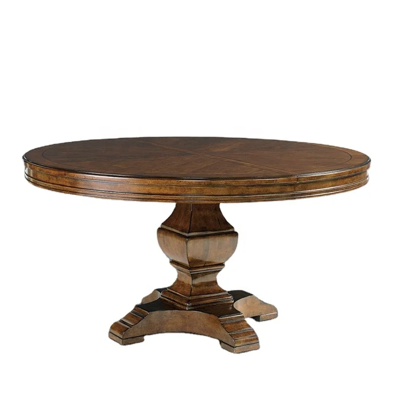 ！@Modern Living Room Furniture  Brown Round Solid Wood Dining Table Wooden Tee Table Coffee Table