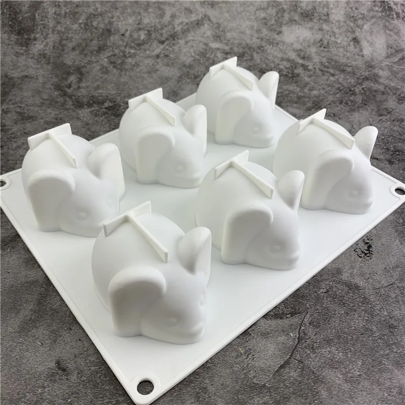 6-cavity Mouse Mold Mousse Cake Dessert Baking Chocolate Silicone Mould Kitchen Bakeware Fondant Cake Decorating Tools