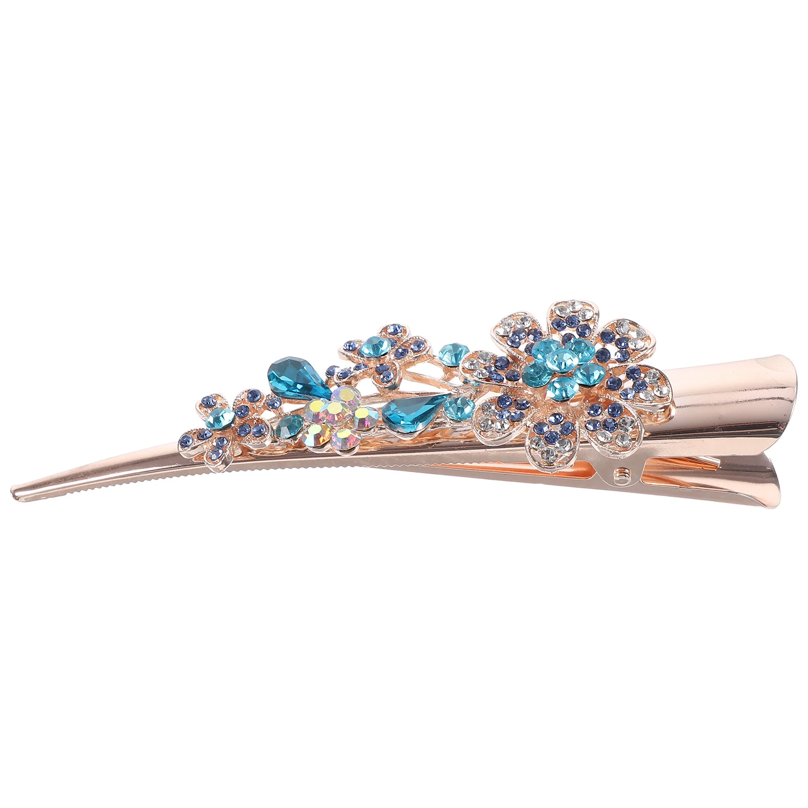 

Large Diamond Encrusted Metal Hairpin Pointed Mouth Blue Rhinestone Clip Women Girl Accessories Fashion Flower Hairpiece