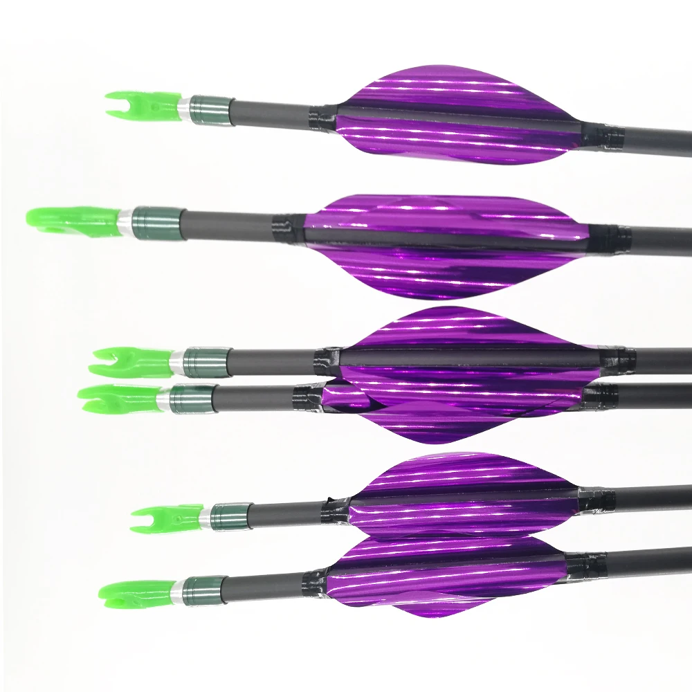 Archery Carbon Arrows Shaft 1.8 inch Spin Vanes Spiral Feather Spine 400 500 600 700 800 900 1000 Compound Recurve Bow Hunting