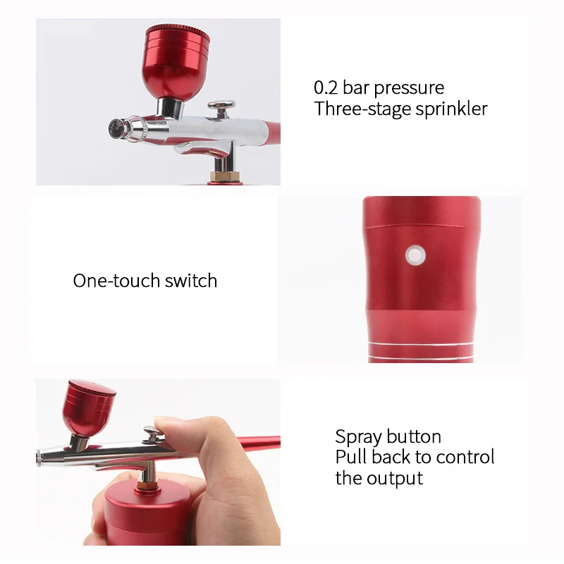Mini Kit de compresseur d'air de pulvérisation d'oxygène, brosse à Air, pistolet de pulvérisation, processus de tatouage des ongles, outil de pulvérisation Nano