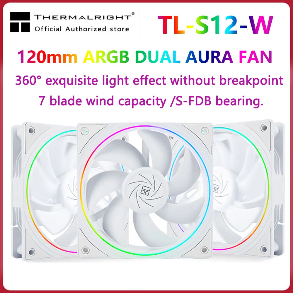 Thermalright TL-S12 120mm HALO Cooling Fan 5V 3PIN ARGB Fan pc gamer 360° exquisite light effect computer Case Fan ventilador