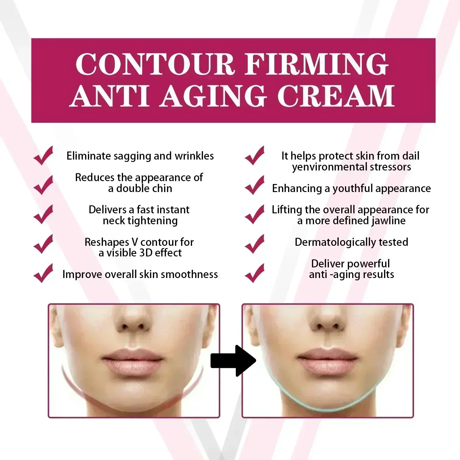 V-Lijn Gezicht Lifting crème Anti Aging Onzichtbare Vervagen Fijne Lijntjes Anti Rimpel crème voor Gezicht Verstevigende Dunne V Gezicht Shaper