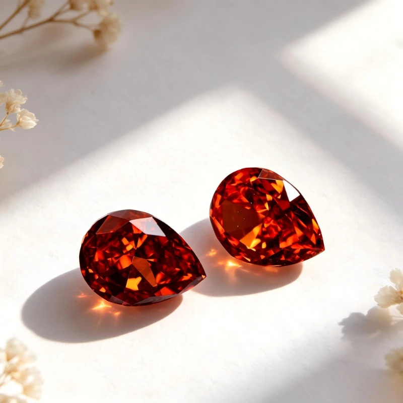 Kubischer Zirkonia Birnenform Künstlicher Zirkon Rote Farbe 5A+ Qualität CZ 4K-Schliff Crushed Ice Cut Hochkarätiger Diamant – Detail 4