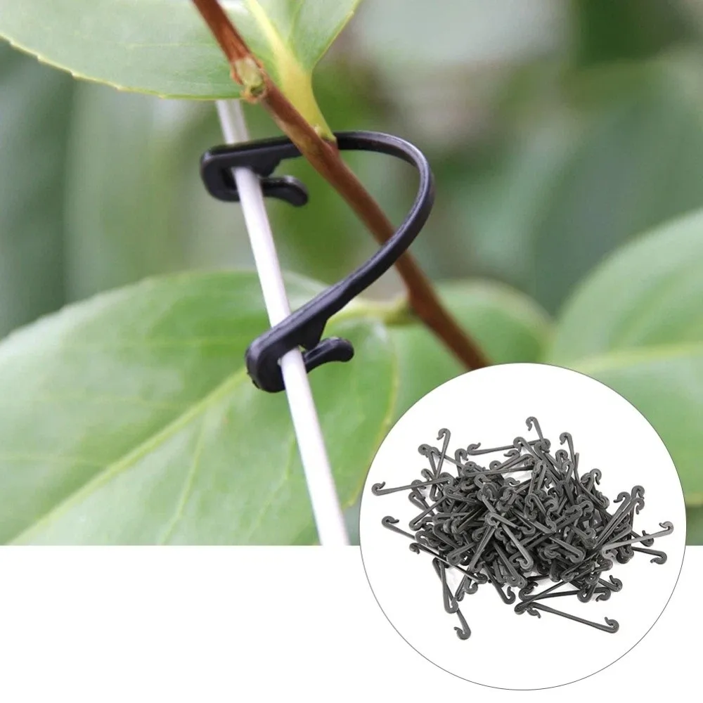 300PCS Black Grape Grafting Clips Compact Plastic Vine Fixing Clamps Stem Clips Holder Raspberry Canes Support