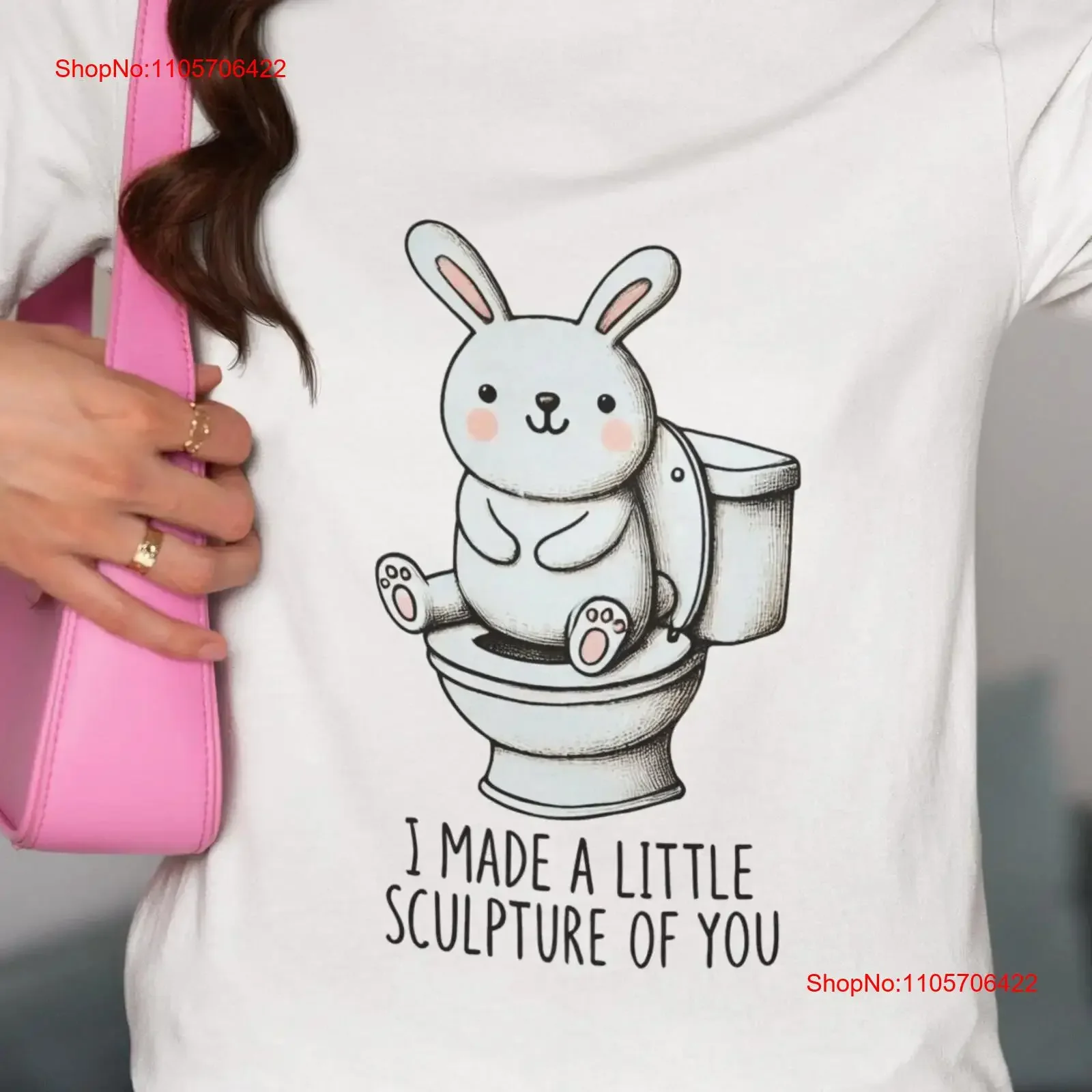 Funny Cute Bunny Sitting on Toilet T Shirt Hilarious Animal Lover Comical Rabbit Illustration Novelty Apparel Top vintage