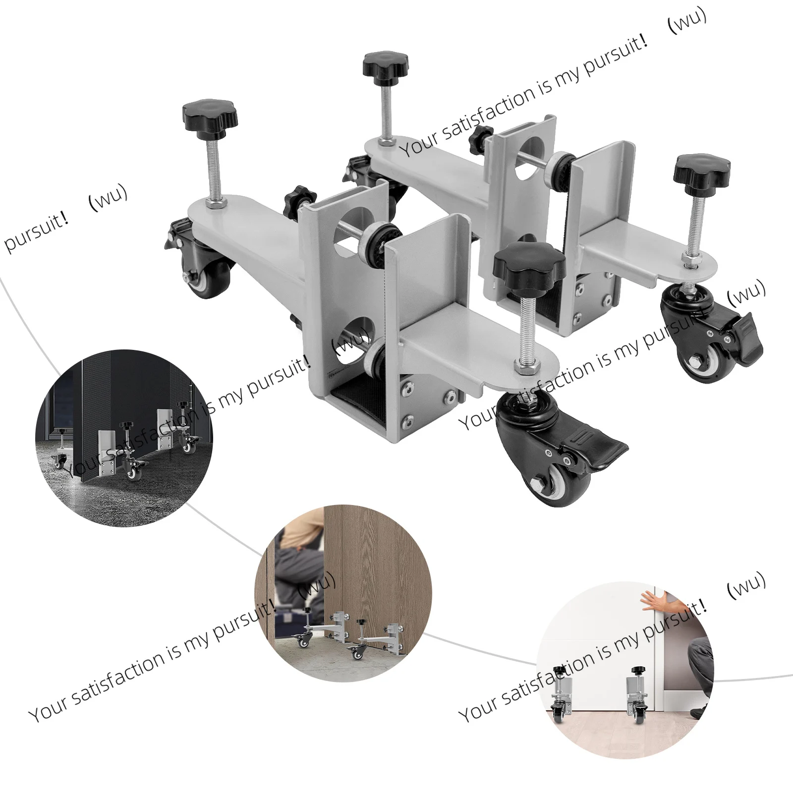 300 Lbs Door Installation Tool with Wheels Brakes Adjustable Door Lifter Jack Door Hanger for Heavy Bifold Barn Doors Set of 2